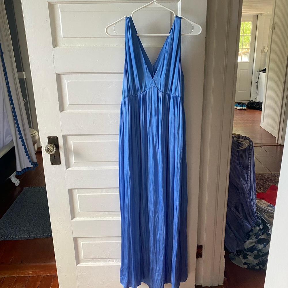 H&M Blue Sleeveless V-Neck Maxi Dress